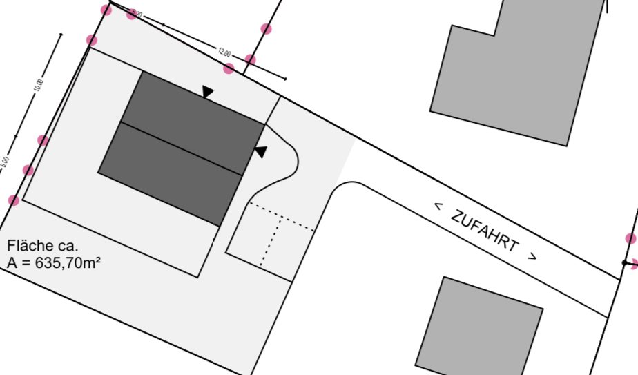 BAU.DE / BAU-Forum: 1. Bild zu Frage "Auffahrt 90 Grad Schleppkurve: Mindestbreite & Abstand zur Grundstücksgrenze berechnen?" im BAU-Forum "Architekt / Architektur" BAU.DE / BAU-Forum: 1. Bild zu Frage "Auffahrt 90 Grad Schleppkurve: Mindestbreite & Abstand zur Grundstücksgrenze berechnen?" im BAU-Forum "Architekt / Architektur"