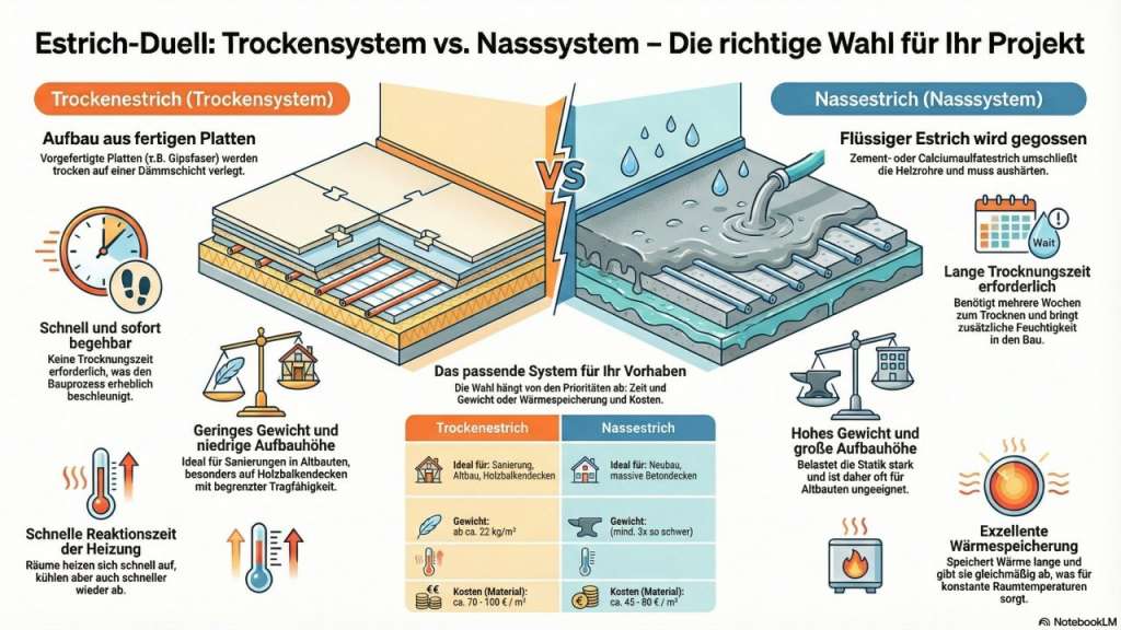 BAU-Forumsbeitrag: Technischer Bericht: Systemvergleich von Nassestrich und Trockenestrich für Neubau und Sanierung BAU-Forumsbeitrag: Technischer Bericht: Systemvergleich von Nassestrich und Trockenestrich für Neubau und Sanierung