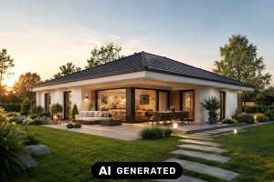 Der eigene Bungalow auf dem Grundstück und wie die Planung gelingt - Bild: KI-generiert / BAU.DE Der eigene Bungalow auf dem Grundstück und wie die Planung gelingt - Bild: KI-generiert / BAU.DE