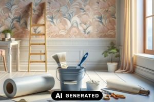 Wandgestaltung im Vergleich: Tapete, Bilderrahmen und textile Bildträger - Bild: KI-generiert / BAU.DE Wandgestaltung im Vergleich: Tapete, Bilderrahmen und textile Bildträger - Bild: KI-generiert / BAU.DE